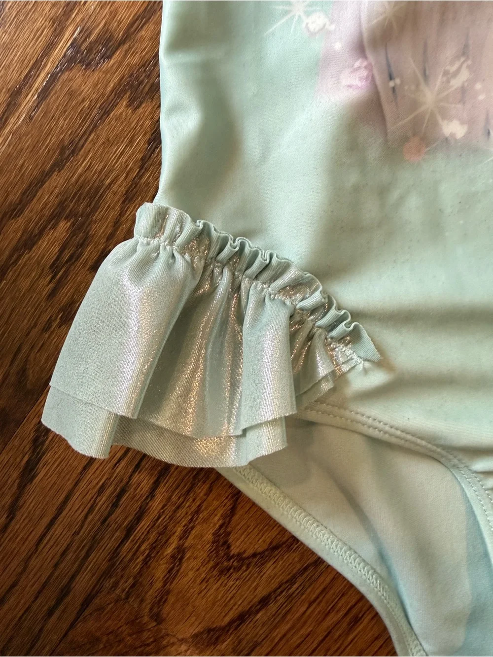 H&M Girls Light Aqua Frozen 2 Elsa Graphic One-Piece Swimsuit with Ruffles